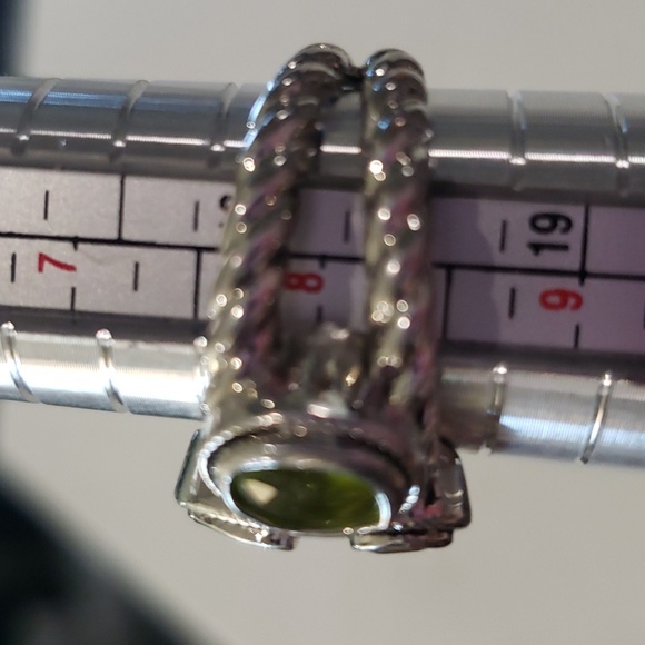 Signet Ring Braided Twisted Rope Design With 3 Crystal Stone Signs Of Wear - Picture 6 of 8